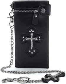 img 4 attached to Dark and Unique Gothic Skull Cross Leather Wallet