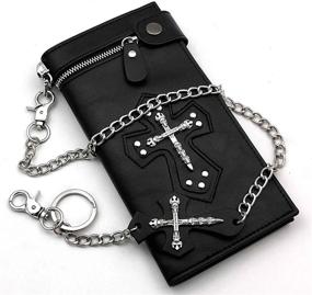 img 3 attached to Dark and Unique Gothic Skull Cross Leather Wallet