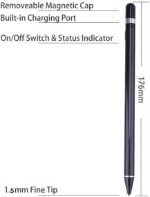 img 1 attached to Black Stylus Pencil Compatible for Apple, Active Stylus Pens for Touch Screens, Rechargeable Capacitive Fine Point 1.5mm iPad Pen, Suitable for Most Tablets and Touchscreen Devices