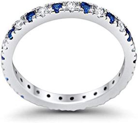 img 3 attached to Blue Apple Co. 2mm Full Eternity Wedding Band: Art Deco Design, Round Simulated Cubic Zirconia, 925 Sterling Silver – Unveiling Timeless Elegance!