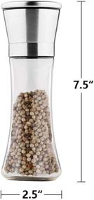 img 3 attached to Premium Salt and Pepper Grinders Set with Silicon Stand - Tall Shakers for Adjustable Coarseness - Brushed Stainless Steel and Glass Body Mill - Ceramic Spice Grinder for Superior Grinding Experience