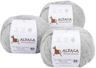 soft alpaca yarn wool set - 3 skeins fingering & worsted weight for knitting and crocheting - heavenly soft blend in silver gray logo