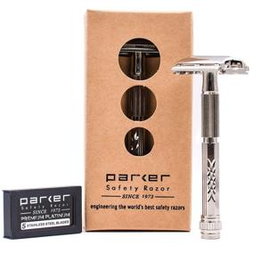 img 4 attached to 🪒 Parker Safety Razor Model 60R: Double Edge Butterfly Open Safety Razor with 5 Premium Platinum Blades - A Complete Shaving Solution