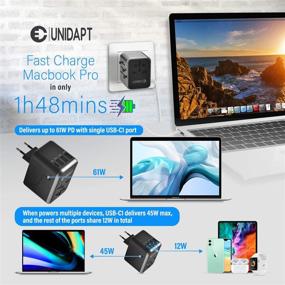 img 3 attached to ⚡️ Unidapt 61W GaN Type-C Charger - Universal Travel Adapter with Fast Charging for MacBook Pro, Laptops, iPad, iPhone Galaxy & More - Worldwide Plugs Included