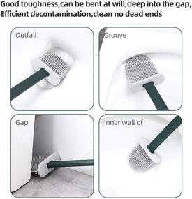 img 3 attached to Toilet Cleaning System with Wall Mounting and Silicone Flex Toilet Brush for Easy Cleaning of Corners - No-Slip Long Handle and Soft Bristles (White)
