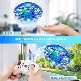 img 3 attached to ⚙️ KAQINU Mini Drones for Kids: Hands-Free Hand Operated RC Quadcopter - LED Flying Ball Toy for Boys and Girls - Blue