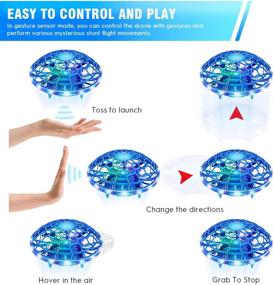 img 2 attached to ⚙️ KAQINU Mini Drones for Kids: Hands-Free Hand Operated RC Quadcopter - LED Flying Ball Toy for Boys and Girls - Blue