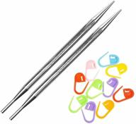 🧶 interchangeable circular knitting needles - rocket lace short tips 3.5 inch (9cm), us size 10.75 (7.0mm) - bundle with 10 artsiga crafts stitch markers logo