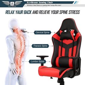 img 1 attached to Acethrone Gaming Chair: High-Performance Racing Office Computer Ergonomic Video Game Chair with Adjustable Backrest and Seat Height, Swivel Recliner, Headrest and Lumbar Pillow - Esports Chair in Vivid Red
