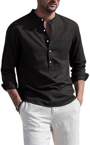 img 4 attached to THWEI Henley Sleeve Casual T Shirt Men's Clothing in Shirts