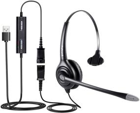 img 4 attached to 🎧 VoiceJoy USB Plug Corded Headphone: Noise-Cancelling Headset for Call Centers - Quick Disconnect, Adjustable Mic, Mute & Volume Control - Compatible with Laptops, PCs, and Computers