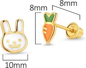 img 3 attached to 🥕 Charming 14k Gold Plated Enamel Rabbit Carrot Baby Girls Earrings – Sterling Silver Post
