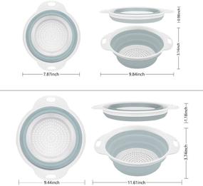 img 2 attached to 🥦 Qimh Collapsible Colander Set of 3 - 4qt & 2qt with Handle, Food-Grade Silicone Kitchen Strainer, Space-Saving Design