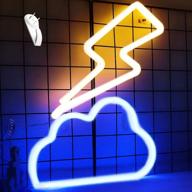 ⚡ led neon wall signs: cloud & lightning bolt lights for bedroom kids room, beer bar, birthday party - creative and decorative children's gift логотип