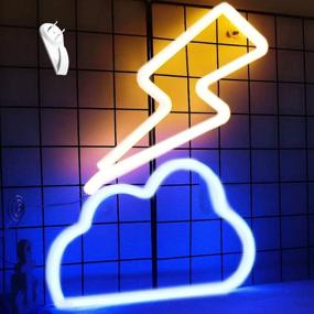 img 4 attached to ⚡ LED Neon Wall Signs: Cloud & Lightning Bolt Lights for Bedroom Kids Room, Beer Bar, Birthday Party - Creative and Decorative Children's Gift