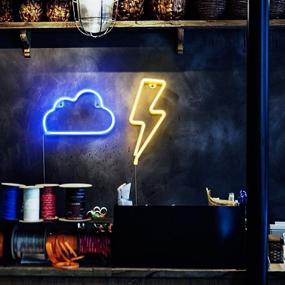 img 2 attached to ⚡ LED Neon Wall Signs: Cloud & Lightning Bolt Lights for Bedroom Kids Room, Beer Bar, Birthday Party - Creative and Decorative Children's Gift