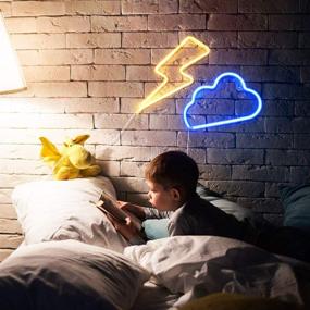 img 3 attached to ⚡ LED Neon Wall Signs: Cloud & Lightning Bolt Lights for Bedroom Kids Room, Beer Bar, Birthday Party - Creative and Decorative Children's Gift