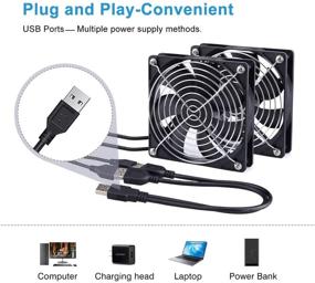 img 2 attached to 🖥️ 2 Packs Wathai 120mm x 25mm 120mm 5V USB Fan for AV Receiver, Cabinet, Game Console, PC, Laptop, TV Box, Projector, Router Cooling