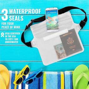 img 1 attached to GLBSUNION IPX8 Waterproof Pouch Bag With Adjustable Waist Strap-Screen Touchable Dry Bag With Adjustable Belt For Phone Valuables For Beach Swimming Snorkeling Boating Fishing Kayaking (2 Pack) Cell Phones & Accessories and Cases, Holsters & Clips