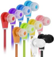 🎧 50 pack bulk earbuds with microphone - wholesale noodle headphone earphones with mic in multi colored ear buds for classroom, school, students, kids, and adults (50pack,mix10color) logo