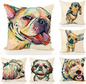 img 2 attached to 🐶 Adorable Goldendoodle Frise Dog Pattern Pillow Covers- Perfect for Home Decor, Sofa, and Couch-Redland Art, 18”x 18”Inch (45 x 45cm)