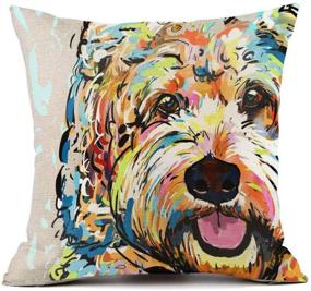 img 4 attached to 🐶 Adorable Goldendoodle Frise Dog Pattern Pillow Covers- Perfect for Home Decor, Sofa, and Couch-Redland Art, 18”x 18”Inch (45 x 45cm)