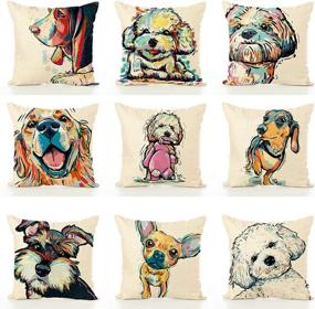 img 1 attached to 🐶 Adorable Goldendoodle Frise Dog Pattern Pillow Covers- Perfect for Home Decor, Sofa, and Couch-Redland Art, 18”x 18”Inch (45 x 45cm)