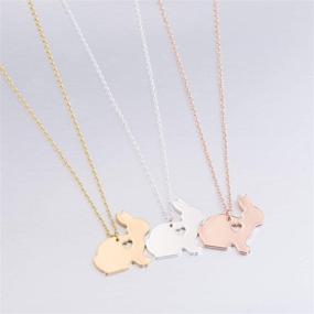 img 1 attached to 🐇 Eiffy Cute Animal Rabbit Charm Choker Necklace and Natural Bunny Heart Stud Earring Set - Perfect Hypoallergenic Jewelry for Girls!