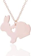 🐇 eiffy cute animal rabbit charm choker necklace and natural bunny heart stud earring set - perfect hypoallergenic jewelry for girls! logo