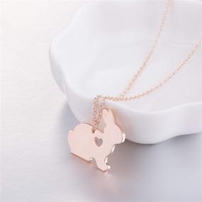 img 2 attached to 🐇 Eiffy Cute Animal Rabbit Charm Choker Necklace and Natural Bunny Heart Stud Earring Set - Perfect Hypoallergenic Jewelry for Girls!