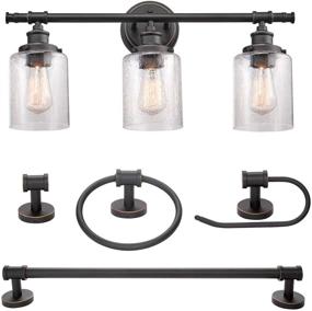 img 4 attached to 🌍 Globe Electric Camden 5-Piece All-in-One Bathroom Set: Vanity Lights, Towel Ring, Robe Hook, Toilet Paper Holder - Bronze