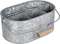 🔧 rustic farmhouse utensil caddy carry-all and silverware holder – galvanized metal organizer with durable dividers for flatware, condiments, party cutlery, arts and crafts supplies - 12x8x5 inch in antique natural finish логотип