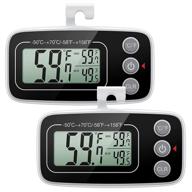 🌡️ keekit refrigerator thermometer, 2-pack digital freezer thermometer with large lcd display, upgraded fridge thermometer - magnetic, max/min record function for kitchen, home, restaurants - black logo