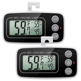 img 4 attached to 🌡️ KeeKit Refrigerator Thermometer, 2-Pack Digital Freezer Thermometer with Large LCD Display, Upgraded Fridge Thermometer - Magnetic, Max/Min Record Function for Kitchen, Home, Restaurants - Black