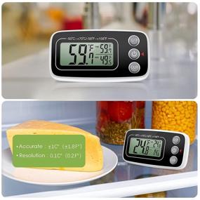 img 2 attached to 🌡️ KeeKit Refrigerator Thermometer, 2-Pack Digital Freezer Thermometer with Large LCD Display, Upgraded Fridge Thermometer - Magnetic, Max/Min Record Function for Kitchen, Home, Restaurants - Black