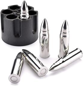 img 1 attached to 🥃 XL Whiskey Bullet Stones with Base - Set of 6 Extra Large Bullet-Shaped chillers in Unique Revolver Freezer Base: Perfect Gift for Whisky, Bourbon, and Scotch Enthusiasts, Groomsmen, and Military