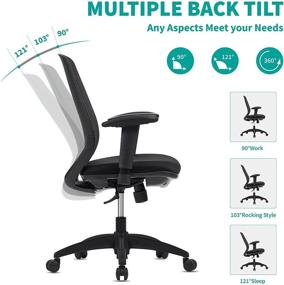 img 1 attached to 🪑 Premium Ergonomic Home Office Desk Chair with Up-Down Adjustment Arms, Removable Washable Fabric Backrest Cover, Swivel Tilt Comfort – PA Wheel, Black