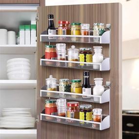 img 2 attached to 🔩 2-Pack Simple Trending 2-Tier Wall Mounted Spice Rack Organizer, Silver – Kitchen Cabinet Pantry Door Spice Shelf Storage Holder