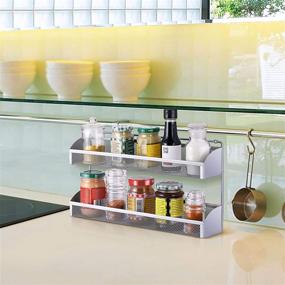 img 1 attached to 🔩 2-Pack Simple Trending 2-Tier Wall Mounted Spice Rack Organizer, Silver – Kitchen Cabinet Pantry Door Spice Shelf Storage Holder