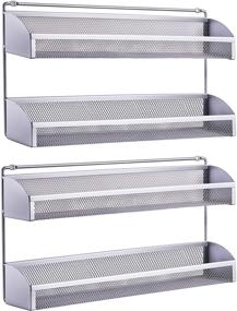 img 4 attached to 🔩 2-Pack Simple Trending 2-Tier Wall Mounted Spice Rack Organizer, Silver – Kitchen Cabinet Pantry Door Spice Shelf Storage Holder