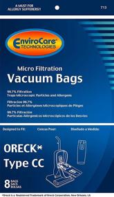 img 2 attached to 🧹 EnviroCare Replacement Micro Filtration Vacuum Bags - Compatible with Oreck Type CC, XL - Fits Various Upright Vacuum Cleaners XL7, XL21, 2000's-9000's - Pack of 8