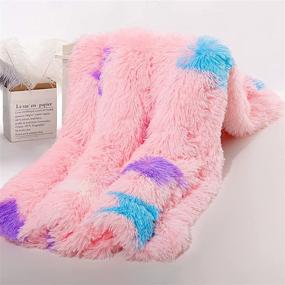 img 1 attached to 🌟 ST. BRIDGE Faux Fur Throw Blanket for Kids: Super Soft Lightweight Shaggy Stars Pattern Fuzzy Blanket — Warm Cozy Plush Fluffy Decorative Blanket for Kids Boys Girls (50"x60", Pink)