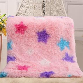 img 3 attached to 🌟 ST. BRIDGE Faux Fur Throw Blanket for Kids: Super Soft Lightweight Shaggy Stars Pattern Fuzzy Blanket — Warm Cozy Plush Fluffy Decorative Blanket for Kids Boys Girls (50"x60", Pink)