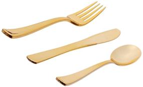 img 1 attached to Green Direct Gold Plastic Heavyweight Disposable Silverware Family Party Pack - 25 Knives, 25 Forks, 25 Spoons