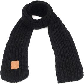 img 3 attached to Одноцветный детский вязаный шарф для моды зимой: теплый шарф для малышей для защиты шеи.