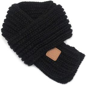 img 2 attached to Одноцветный детский вязаный шарф для моды зимой: теплый шарф для малышей для защиты шеи.