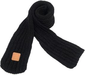 img 4 attached to Solid Color Kids Knitted Scarf for Winter Fashion: Warm Toddler Baby Scarves for Neck Protection