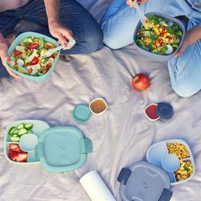 img 3 attached to 🥗 Bentgo Salad - Stackable Lunch Container with 54-oz Large Salad Bowl, Bento-Style Tray with 4 Compartments for Toppings, Dressings in 3-oz Sauce Container, Reusable Fork & BPA-Free (Slate)