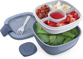 img 4 attached to 🥗 Bentgo Salad - Stackable Lunch Container with 54-oz Large Salad Bowl, Bento-Style Tray with 4 Compartments for Toppings, Dressings in 3-oz Sauce Container, Reusable Fork & BPA-Free (Slate)