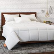 🛏️ hospitology products white comforter queen: hypoallergenic duvet insert with microfiber, all-season goose down alternative quilted, corner loops, box stitched, washable - 90" w x 94" l logo